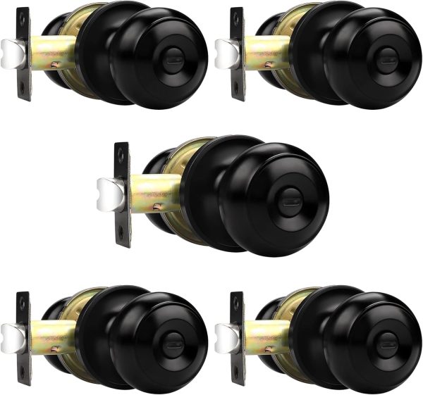 Probrico Privacy Interior Door Knobs Bed and Bath Handles Keyless Sain Nickel Locksets, 6 Pack - Image 89