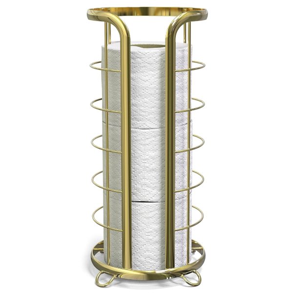 BROOKSTONE, Nickel Toilet Paper Holder, Freestanding Bathroom Tissue Organizer, Minimalistic Storage Solution, Modern & Stylish Design [Holds MEGA Rolls] - Image 13