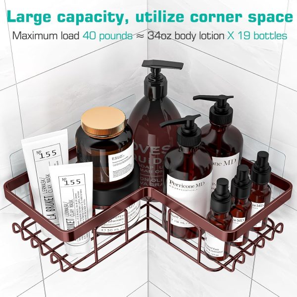 YASONIC Corner Adhesive Shower Caddy, with Soap Holder and 12 Hooks, Rustproof Stainless Steel Bathroom Organizer, No Drilling Wall Mounted Rack, Black, 3-Pack - Image 12