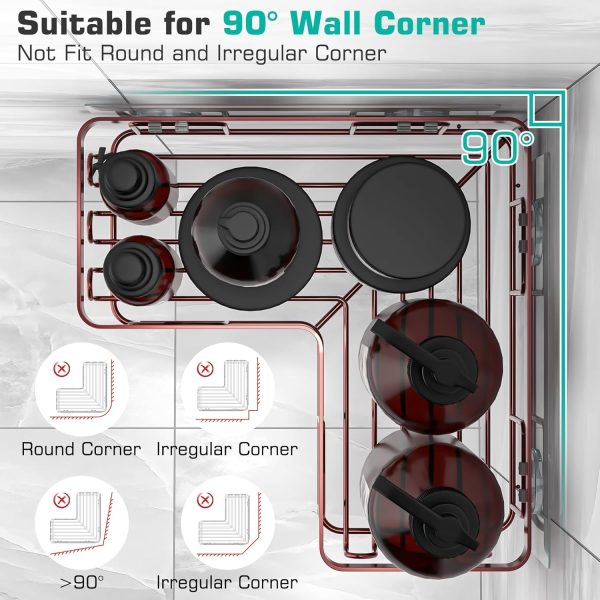 YASONIC Corner Adhesive Shower Caddy, with Soap Holder and 12 Hooks, Rustproof Stainless Steel Bathroom Organizer, No Drilling Wall Mounted Rack, Black, 3-Pack - Image 17