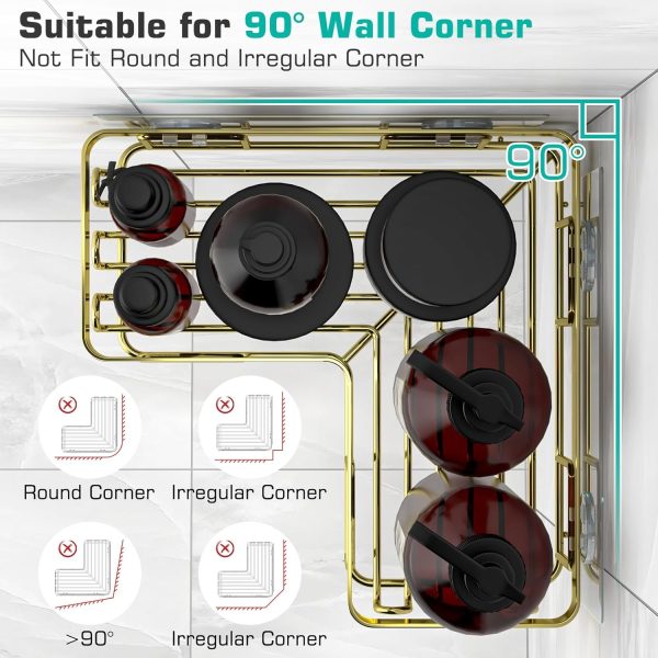 YASONIC Corner Adhesive Shower Caddy, with Soap Holder and 12 Hooks, Rustproof Stainless Steel Bathroom Organizer, No Drilling Wall Mounted Rack, Black, 3-Pack - Image 25