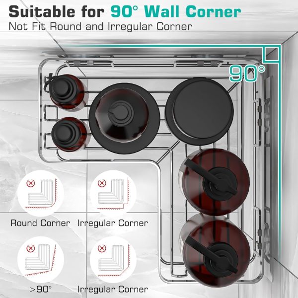 YASONIC Corner Adhesive Shower Caddy, with Soap Holder and 12 Hooks, Rustproof Stainless Steel Bathroom Organizer, No Drilling Wall Mounted Rack, Black, 3-Pack - Image 32