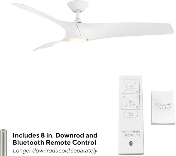 Zephyr Smart Indoor and Outdoor 3-Blade Ceiling Fan 52in Matte White with Adjustable CCT 2700K-3000K-4000K-5000K LED Light Kit and Remote Control works with Alexa, and iOS or Android App - Image 3