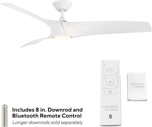 Zephyr Smart Indoor and Outdoor 3-Blade Ceiling Fan 52in Matte White with Adjustable CCT 2700K-3000K-4000K-5000K LED Light Kit and Remote Control works with Alexa, and iOS or Android App - Image 54