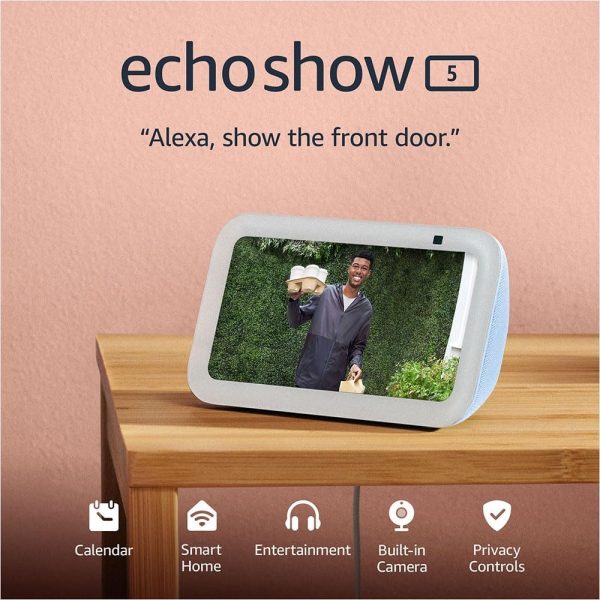 Amazon Echo Show 5 (newest model), Smart display with 2x the bass and clearer sound, Cloud Blue