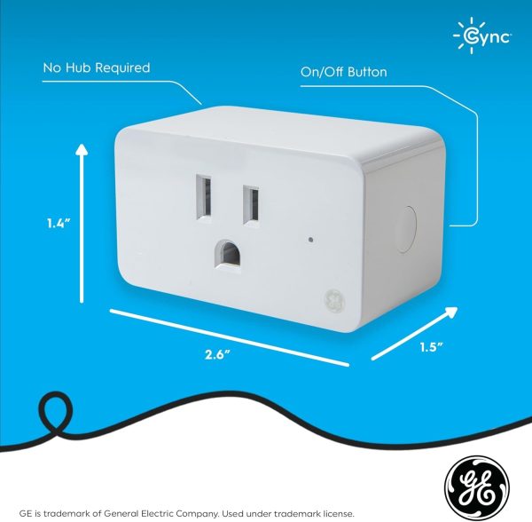 GE CYNC Indoor Smart Plug, Matter Compatible, Bluetooth and Wi-Fi Outlet Socket, Compatible with Alexa and Google Home, Voice Control Outlet (3 Pack) - Image 19