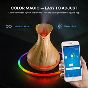 Smart Wifi Essential Oil Aromathery Diffuser. Alexa & Google Home Compatible, LED & Timer Settings