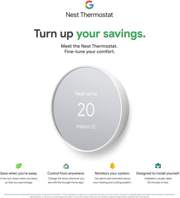 Google Nest Thermostat - Smart Thermostat for Home - Programmable Wifi Thermostat - Snow - Image 24