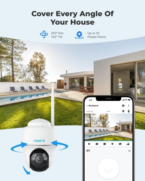 REOLINK Security Camera Wireless Outdoor, Pan Tilt Solar Powered, 5MP 2K+ Color Night Vision, 2.4/5GHz WiFi, Works with Smart Home for Surveillance, Home Hub Compatible, Argus PT + Solar Panel - Image 3