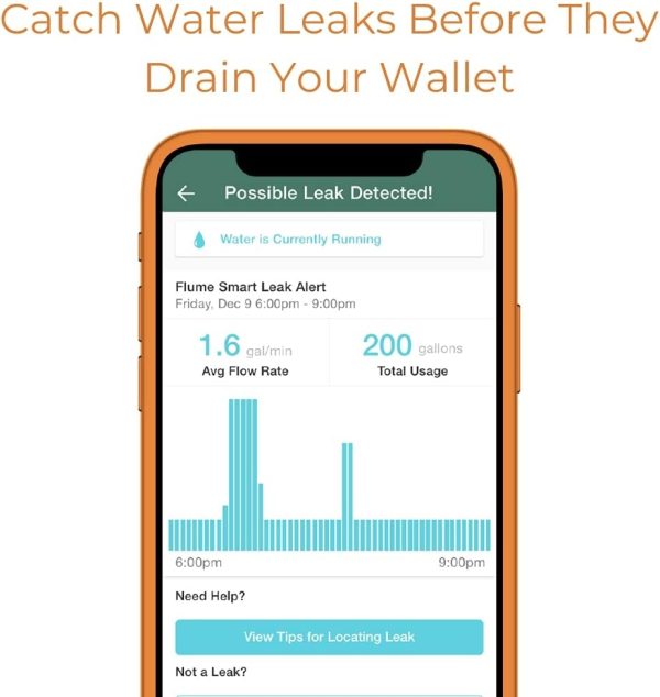 Flume 2 Smart Home Water Monitor & Water Leak Detector: Detect Water Leaks Before They Cause Damage. Monitor Your Water Use to Reduce Waste Installs in Minutes, No Plumbing Required - Image 3