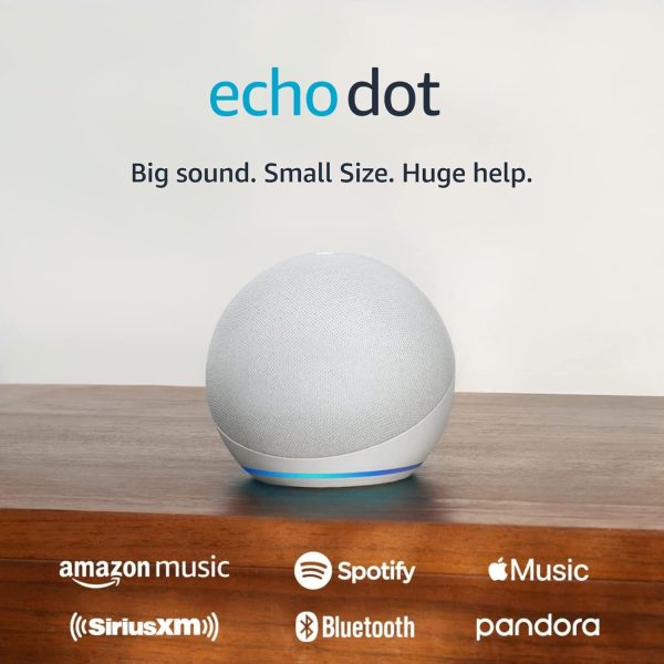 Echo Dot (5th Gen, 2022 release) - Glacier White and 4 months of Amazon Music Unlimited FREE w/ auto-renewal