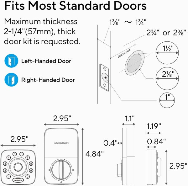 ULTRALOQ U-Bolt Pro Smart Lock, Keyless Entry Door Lock via Bluetooth, Smartphone, Fingerprint ID, Anti-peep Keypad, Auto Unlock, Smart Lock for Front Door, Smart Deadbolt Lock, IP65 Waterproof - Image 7