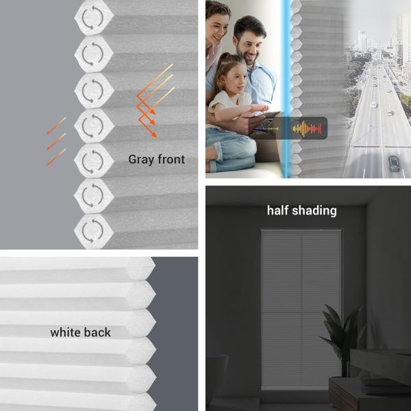 THIRDREALITY ZigBee Smart Blind Lite, Semi-Transparent Motorized Shades, Smart Control, Cordless Honeycomb Blinds, AA Battery Powered, Automatic Height Setting, 35" W x 72" H Gray/White - Image 3