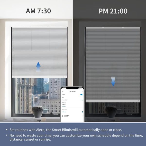 THIRDREALITY ZigBee Smart Blind Lite, Semi-Transparent Motorized Shades, Smart Control, Cordless Honeycomb Blinds, AA Battery Powered, Automatic Height Setting, 35" W x 72" H Gray/White - Image 4