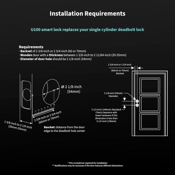 Aqara Smart Lock U100, Fingerprint Keyless Entry Door Lock with Apple Home Key, Touchscreen Keypad, Bluetooth Electronic Deadbolt, IP65 Weatherproof, Supports Apple HomeKit, Alexa, Google, IFTTT, Gray - Image 7