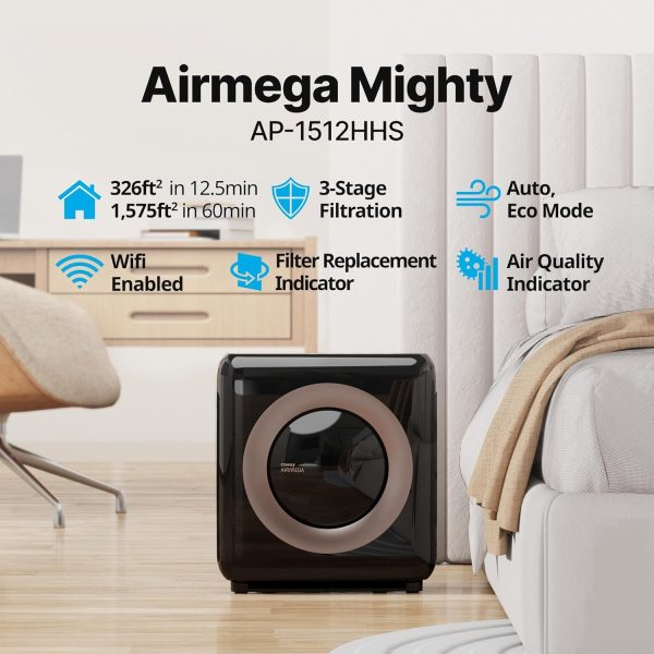 Coway Airmega AP-1512HHS App-Enabled Smart Technology, Compatible with Amazon Alexa True HEPA Air Purifier, Black/Bronze - Image 4