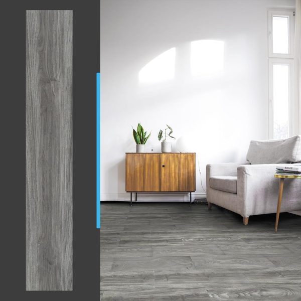 Art3d Peel and Stick Floor Tile Vinyl Wood Plank 36-Pack 54 Sq.Ft, Light Grey, Rigid Surface Hard Core Easy DIY Self-Adhesive Flooring - Image 3