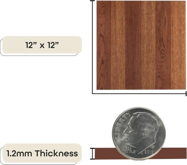 Tivoli Self Adhesive Vinyl Floor Tiles, 45 Tiles - 12" x 12", Medium Oak Plank-Look - Peel & Stick, DIY Flooring for Kitchen, Dining Room, Bedrooms, Basements & Bathrooms by Achim Home Decor - Image 6