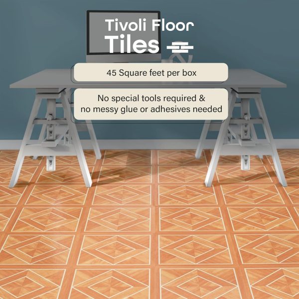 Tivoli Self Adhesive Vinyl Floor Tiles, 45 Tiles - 12" x 12", Medium Oak Plank-Look - Peel & Stick, DIY Flooring for Kitchen, Dining Room, Bedrooms, Basements & Bathrooms by Achim Home Decor - Image 42