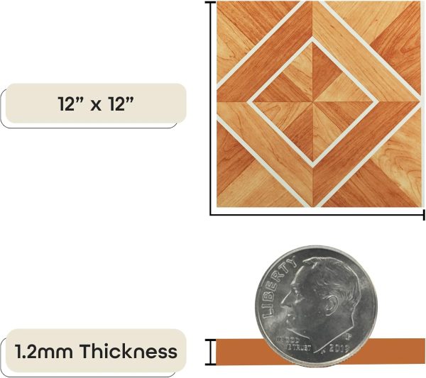 Tivoli Self Adhesive Vinyl Floor Tiles, 45 Tiles - 12" x 12", Medium Oak Plank-Look - Peel & Stick, DIY Flooring for Kitchen, Dining Room, Bedrooms, Basements & Bathrooms by Achim Home Decor - Image 43