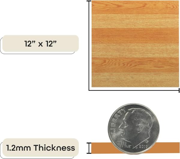 Tivoli Self Adhesive Vinyl Floor Tiles, 45 Tiles - 12" x 12", Medium Oak Plank-Look - Peel & Stick, DIY Flooring for Kitchen, Dining Room, Bedrooms, Basements & Bathrooms by Achim Home Decor - Image 68