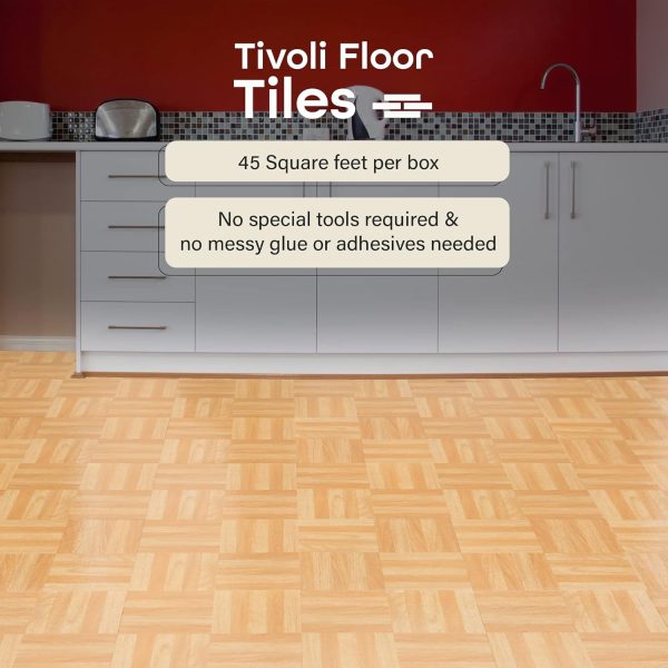 Tivoli Self Adhesive Vinyl Floor Tiles, 45 Tiles - 12" x 12", Medium Oak Plank-Look - Peel & Stick, DIY Flooring for Kitchen, Dining Room, Bedrooms, Basements & Bathrooms by Achim Home Decor - Image 85