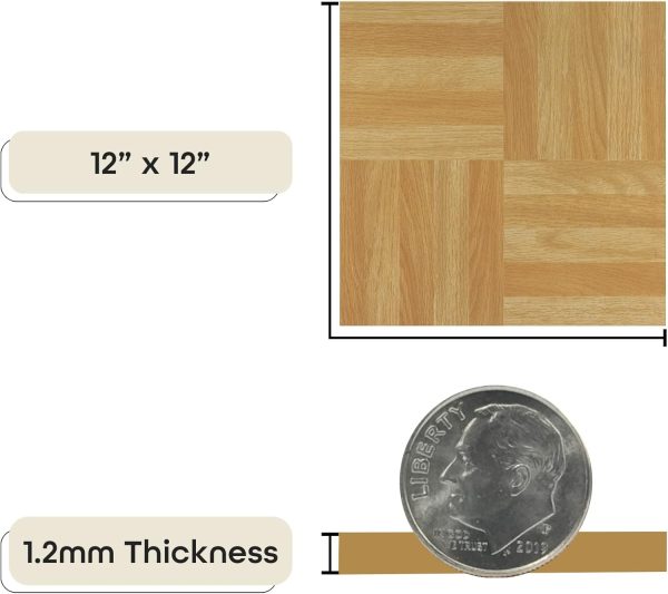 Tivoli Self Adhesive Vinyl Floor Tiles, 45 Tiles - 12" x 12", Medium Oak Plank-Look - Peel & Stick, DIY Flooring for Kitchen, Dining Room, Bedrooms, Basements & Bathrooms by Achim Home Decor - Image 86