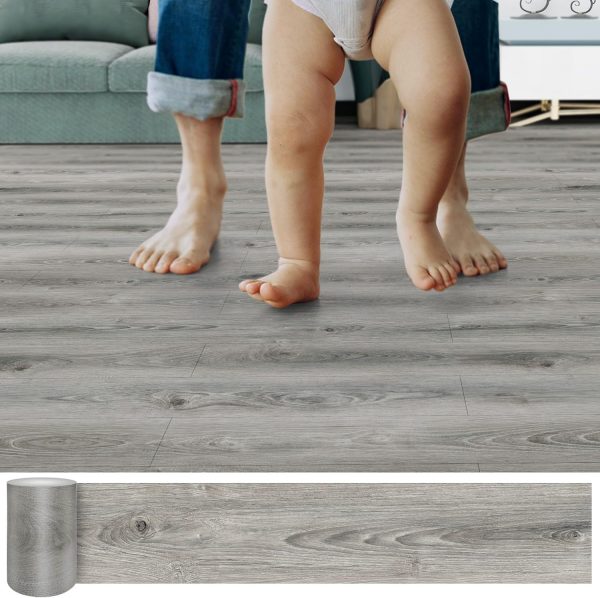 Waterproof Peel and Stick Floor Tile, 36 Pack 54 Sq.FtNO Sticky Residue LeftWood Plank Vinyl Tile Stickers, Self-Adhesive DIY Flooring Tiles for Bedroom, Living Room, Bathroom 36" x 6"Dustgray - Image 22