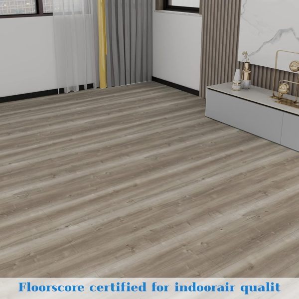 Waterproof Peel and Stick Floor Tile, 36 Pack 54 Sq.FtNO Sticky Residue LeftWood Plank Vinyl Tile Stickers, Self-Adhesive DIY Flooring Tiles for Bedroom, Living Room, Bathroom 36" x 6"Dustgray - Image 28