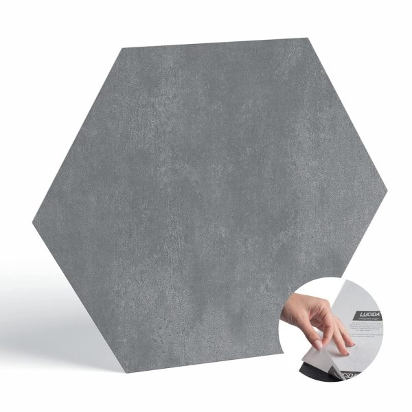 BaseCore HEX Hexagon Vinyl Flooring Gray 5.75" DIY Self Adhesive Textured Modern Floor Tile Peel & Stick Tile (36pcs/21.5sqft per case)