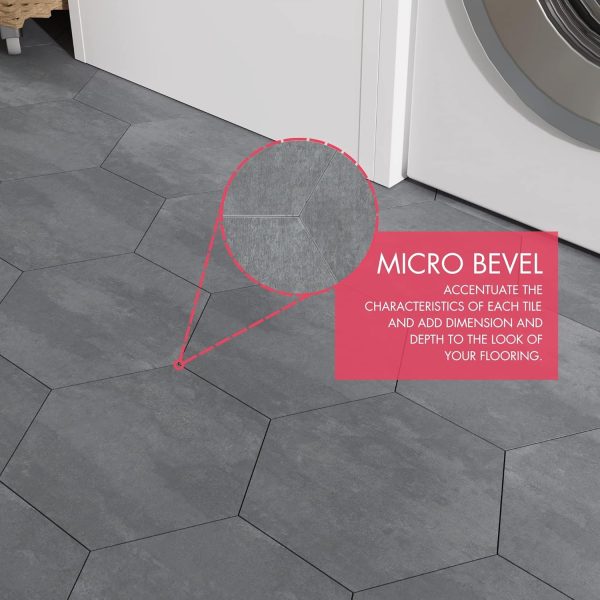 BaseCore HEX Hexagon Vinyl Flooring Gray 5.75" DIY Self Adhesive Textured Modern Floor Tile Peel & Stick Tile (36pcs/21.5sqft per case) - Image 6