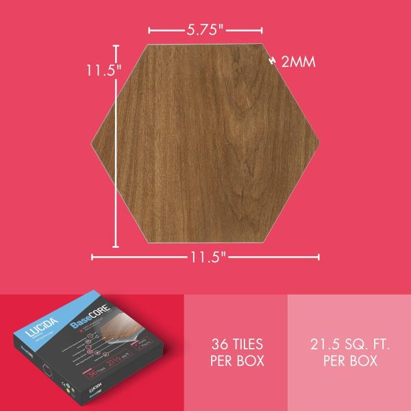 BaseCore HEX Hexagon Vinyl Flooring Gray 5.75" DIY Self Adhesive Textured Modern Floor Tile Peel & Stick Tile (36pcs/21.5sqft per case) - Image 49