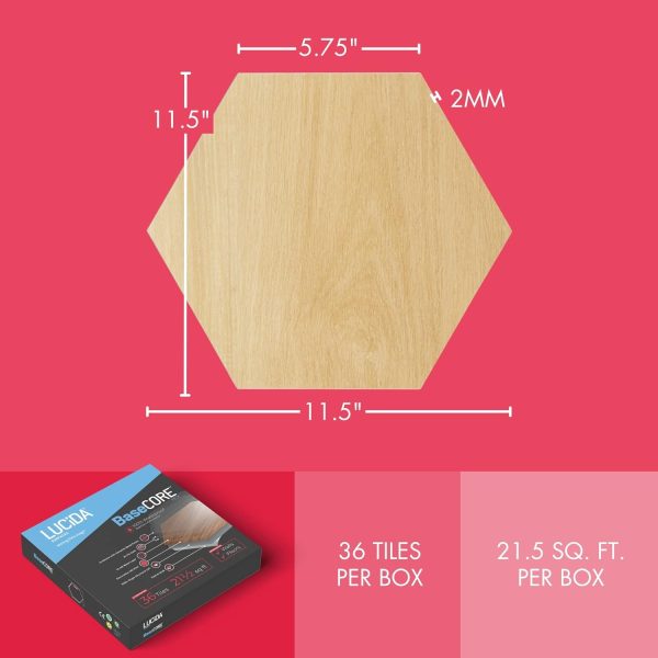 BaseCore HEX Hexagon Vinyl Flooring Gray 5.75" DIY Self Adhesive Textured Modern Floor Tile Peel & Stick Tile (36pcs/21.5sqft per case) - Image 57