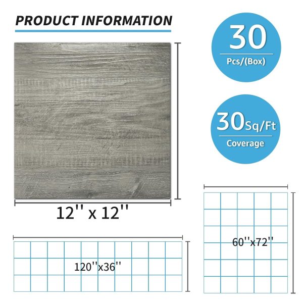 Art3d Peel and Stick Vinyl Floor Tiles 30-Pack 12 x 12 inch, Self Adhesive Waterproof Flooring Wood Planks for Kitchen, Dining Room, Bedrooms, Cover 30 Sq. Ft, Taupe Ash - Image 7