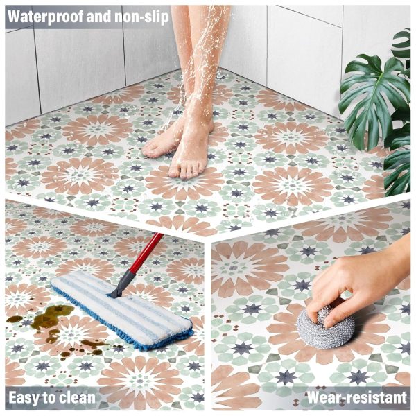 20Pcs Floor Stickers Peel and Stick Waterproof Self Adhesive Waterproof Vinyl Flooring, Removable Flooring Tiles DIY Flooring for Kitchen, Dining Room, Bedrooms & Bathrooms - Image 5