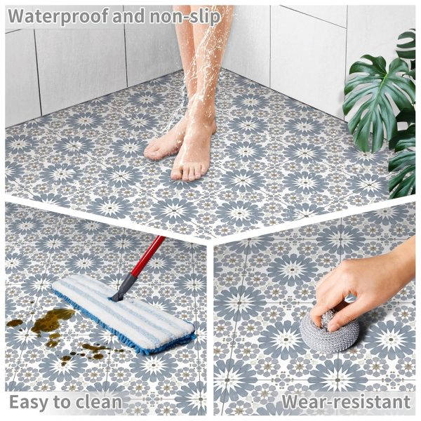 20Pcs Floor Stickers Peel and Stick Waterproof Self Adhesive Waterproof Vinyl Flooring, Removable Flooring Tiles DIY Flooring for Kitchen, Dining Room, Bedrooms & Bathrooms - Image 14