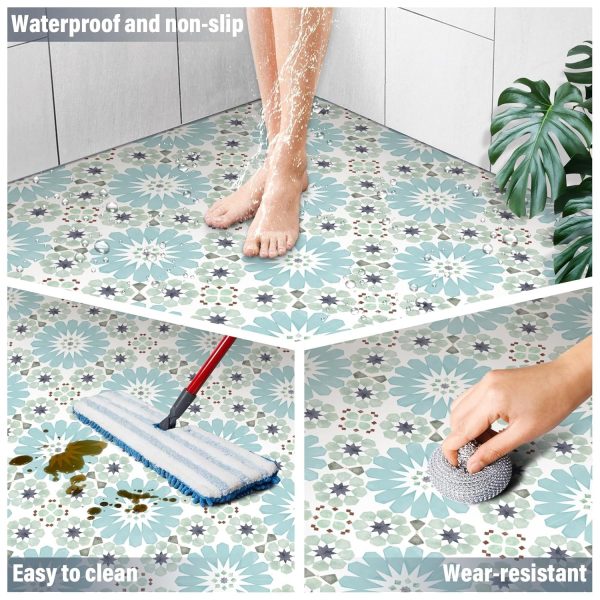 20Pcs Floor Stickers Peel and Stick Waterproof Self Adhesive Waterproof Vinyl Flooring, Removable Flooring Tiles DIY Flooring for Kitchen, Dining Room, Bedrooms & Bathrooms - Image 34