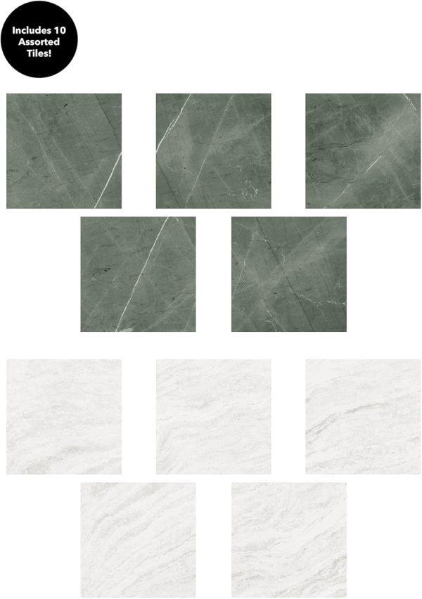 FloorPops x Chris Loves Julia 12-in by 12-in Bonneville Grey & White Marble Peel & Stick Floor Tiles, FP4421 - Image 69