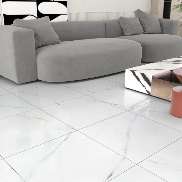 WESTICK Peel and Stick Floor Tile 12 x 12 Inch 20 Pcs White Marble Adhesive Vinyl Flooring Bathroom Self Stick on Floor Tiles Linoleum Laminate Sheets for Bedroom - Image 3