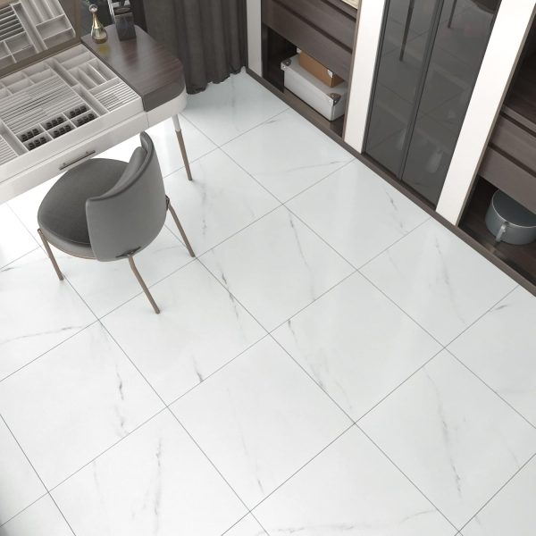 WESTICK Peel and Stick Floor Tile 12 x 12 Inch 20 Pcs White Marble Adhesive Vinyl Flooring Bathroom Self Stick on Floor Tiles Linoleum Laminate Sheets for Bedroom - Image 5