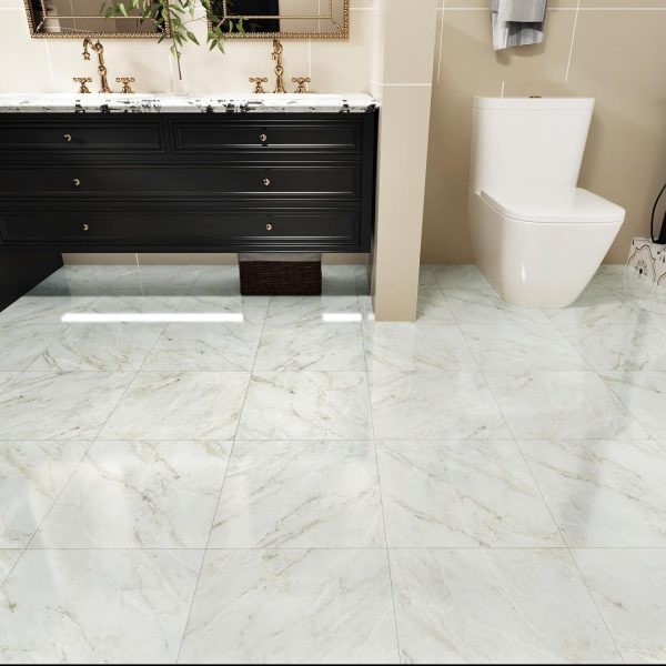 WESTICK Peel and Stick Floor Tile 12 x 12 Inch 20 Pcs White Marble Adhesive Vinyl Flooring Bathroom Self Stick on Floor Tiles Linoleum Laminate Sheets for Bedroom - Image 16