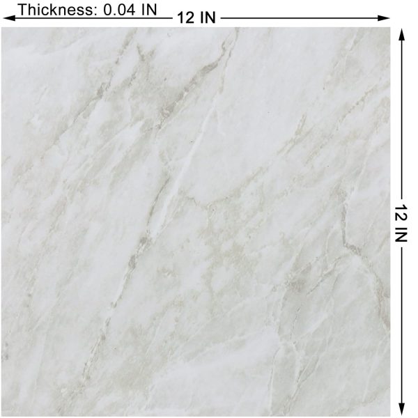 WESTICK Peel and Stick Floor Tile 12 x 12 Inch 20 Pcs White Marble Adhesive Vinyl Flooring Bathroom Self Stick on Floor Tiles Linoleum Laminate Sheets for Bedroom - Image 17