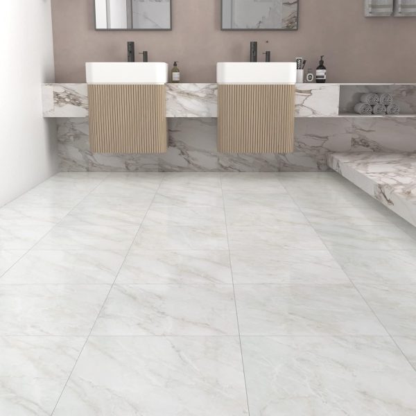 WESTICK Peel and Stick Floor Tile 12 x 12 Inch 20 Pcs White Marble Adhesive Vinyl Flooring Bathroom Self Stick on Floor Tiles Linoleum Laminate Sheets for Bedroom - Image 21