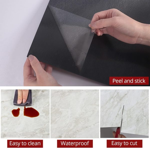 WESTICK Peel and Stick Floor Tile 12 x 12 Inch 20 Pcs White Marble Adhesive Vinyl Flooring Bathroom Self Stick on Floor Tiles Linoleum Laminate Sheets for Bedroom - Image 37