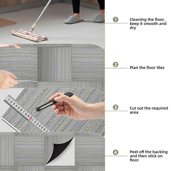 36 Pieces Vinyl Flooring Peel and Stick Floor Tile Self Adhesive Flooring Tiles 12" x 12" DIY Flooring for Office Kitchen Living Room - Image 7