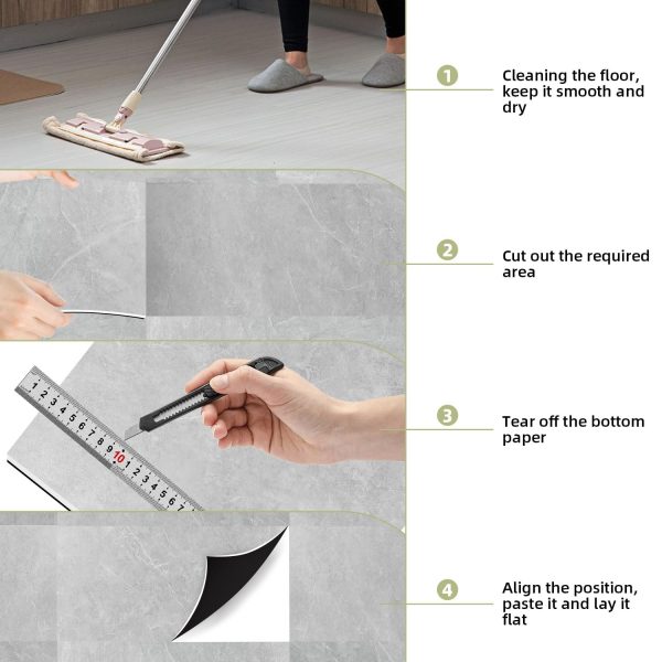 36 Pieces Vinyl Flooring Peel and Stick Floor Tile Self Adhesive Flooring Tiles 12" x 12" DIY Flooring for Office Kitchen Living Room - Image 16