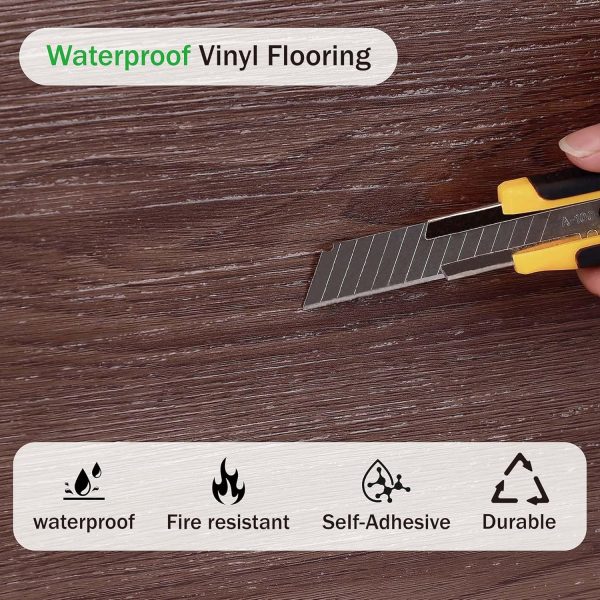 36 Pieces Vinyl Flooring Peel and Stick Floor Tile Self Adhesive Flooring Tiles 12" x 12" DIY Flooring for Office Kitchen Living Room - Image 26