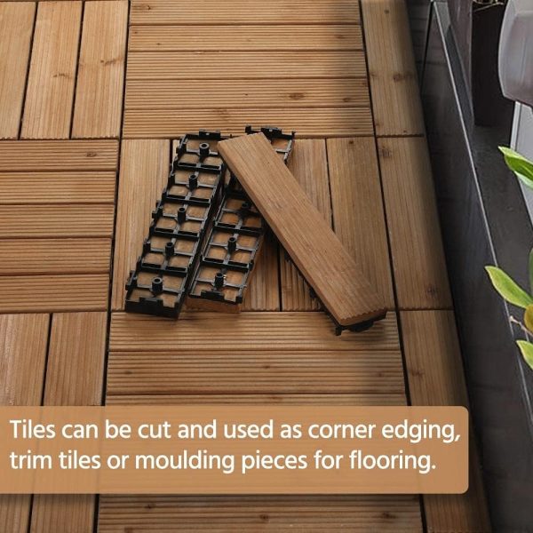 Yaheetech 27PCS Interlocking Patio Deck Tiles Outdoor Flooring for Garden Poolside Fir Wood Indoor Natural Wood - Image 9