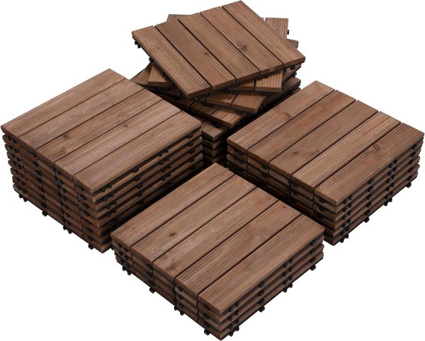 Yaheetech 27PCS Interlocking Patio Deck Tiles Outdoor Flooring for Garden Poolside Fir Wood Indoor Natural Wood - Image 11