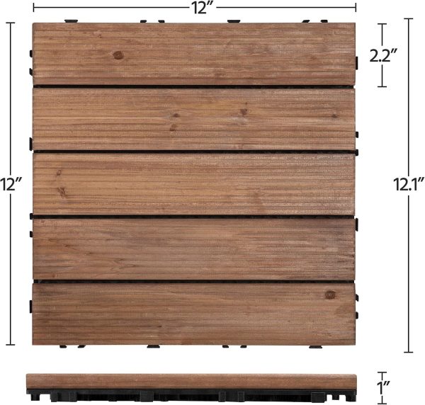 Yaheetech 27PCS Interlocking Patio Deck Tiles Outdoor Flooring for Garden Poolside Fir Wood Indoor Natural Wood - Image 14